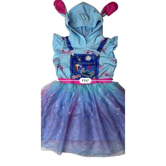 Disney Lilo & Stitch Blue Shirt Sleeve Dress 7-8 Princess Cosplay Fantasy Casual - Picture 3 of 9